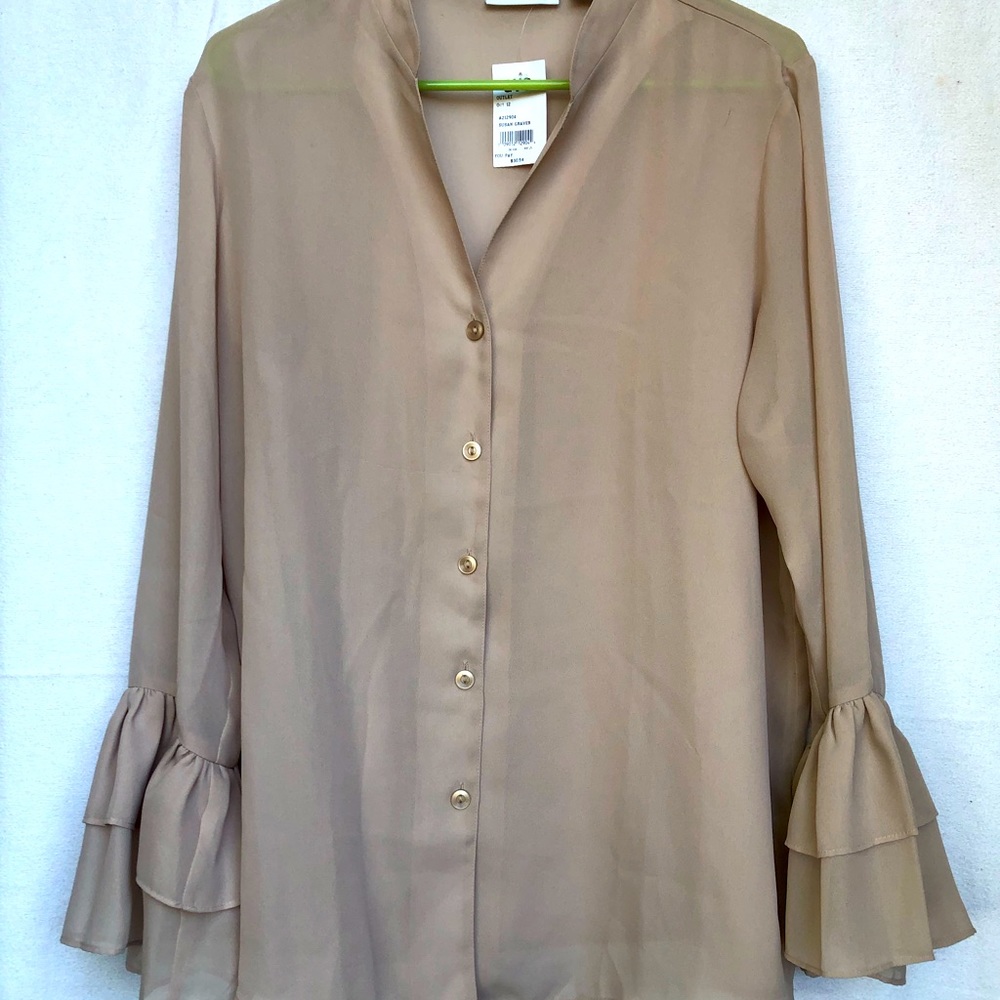 Susan Graver Beige Summer Blouse